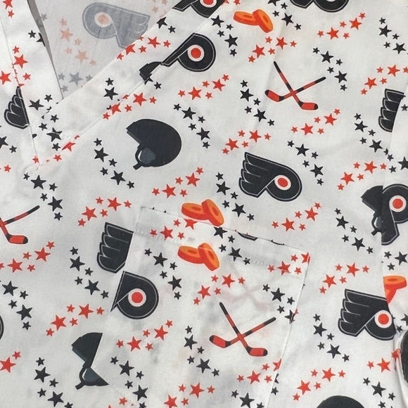 Philadelphia Flyers NHL Hockey Nurse Scrubs Womens Sports Shirt - Picture 3 of 4